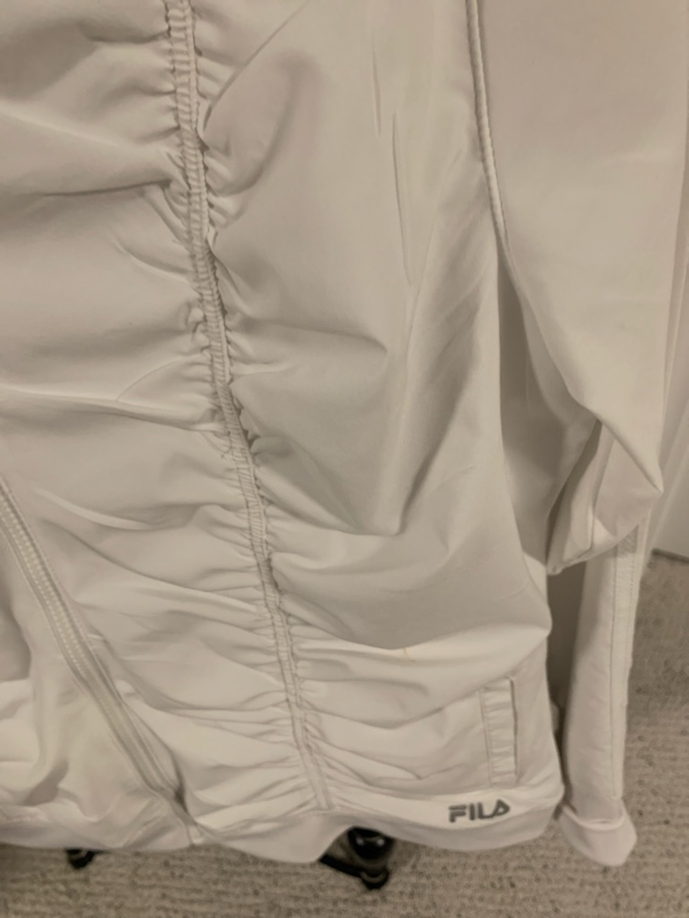 FILA White Ruched Zip-Front Bomber Jacket - Picture 3 of 3